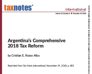 “Comentarios sobre la reforma fiscal 2018 en Argentina”