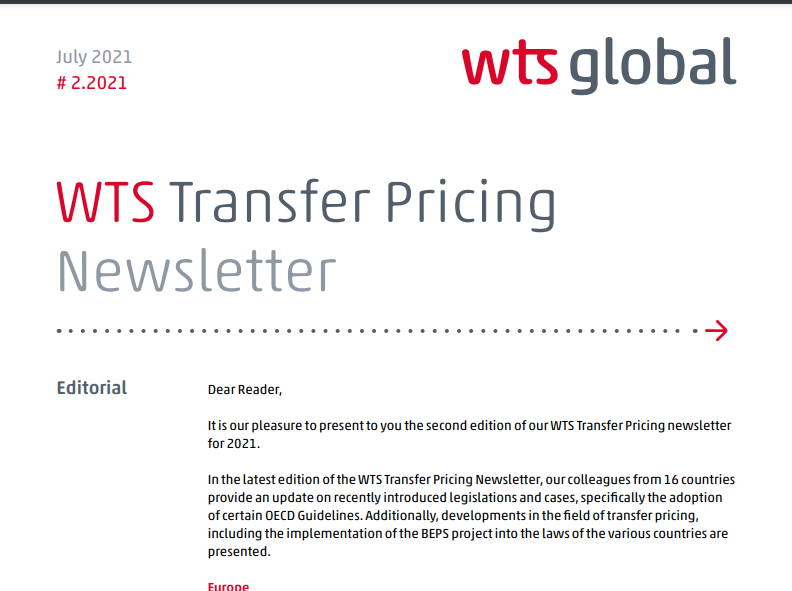 WTS. Newsletter de Precios de Transferencia 2021 N° 2.